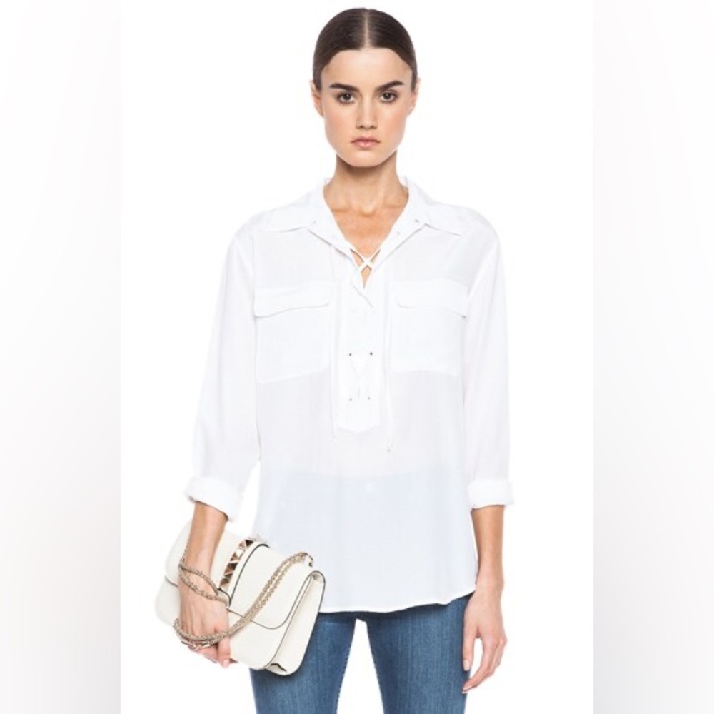 White Equipment Knox Silk Tie Up Blouse
